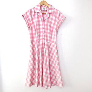 Unique Vintage Pink Gingham Swing Dress